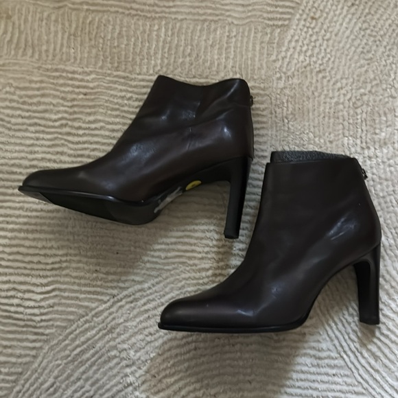 Nine West brown leather ankle boots booties back zipper Sz 8 - Picture 4 of 9